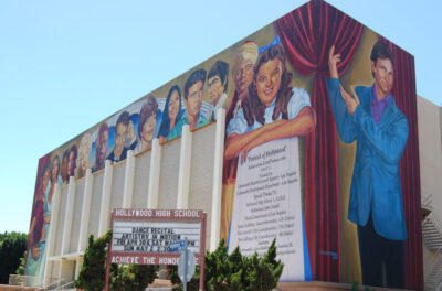 Mural of some stars who attended Hollywood High School where Don Shapiro first learned about leadership